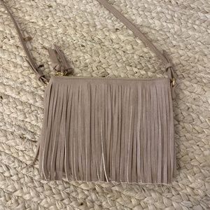 Mauve fringe crossbody bag